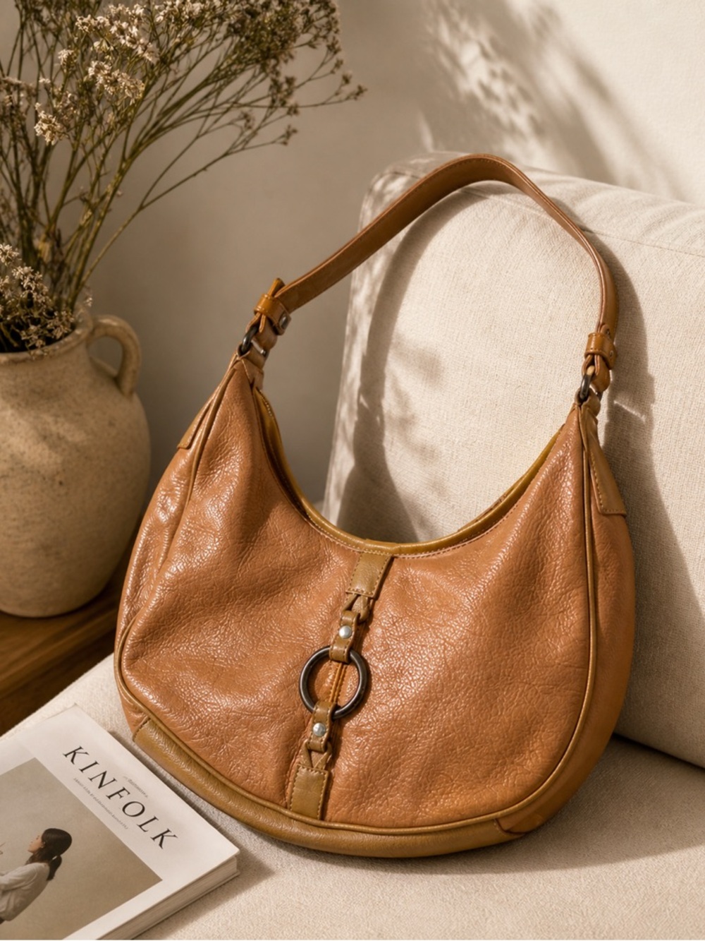 The Sak “The Sal” Tan Pebbled Leather Hobo Shoulder Bag